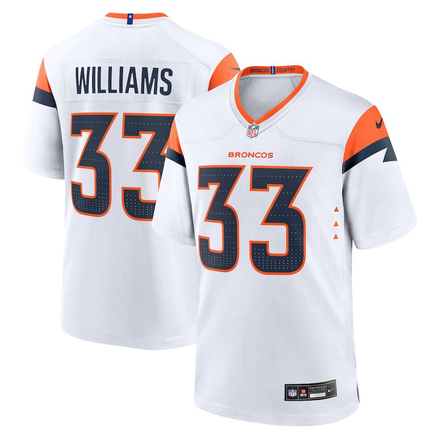 Men Denver Broncos #33 Javonte Williams Nike White Game NFL Jersey